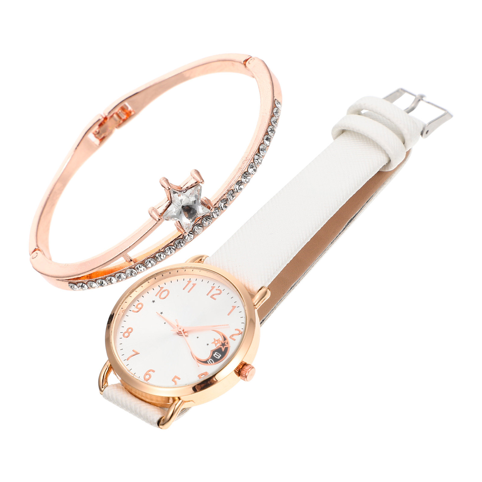 Luxury Watch Gift For Her - 1Set Elegant Star Moon Women Watch