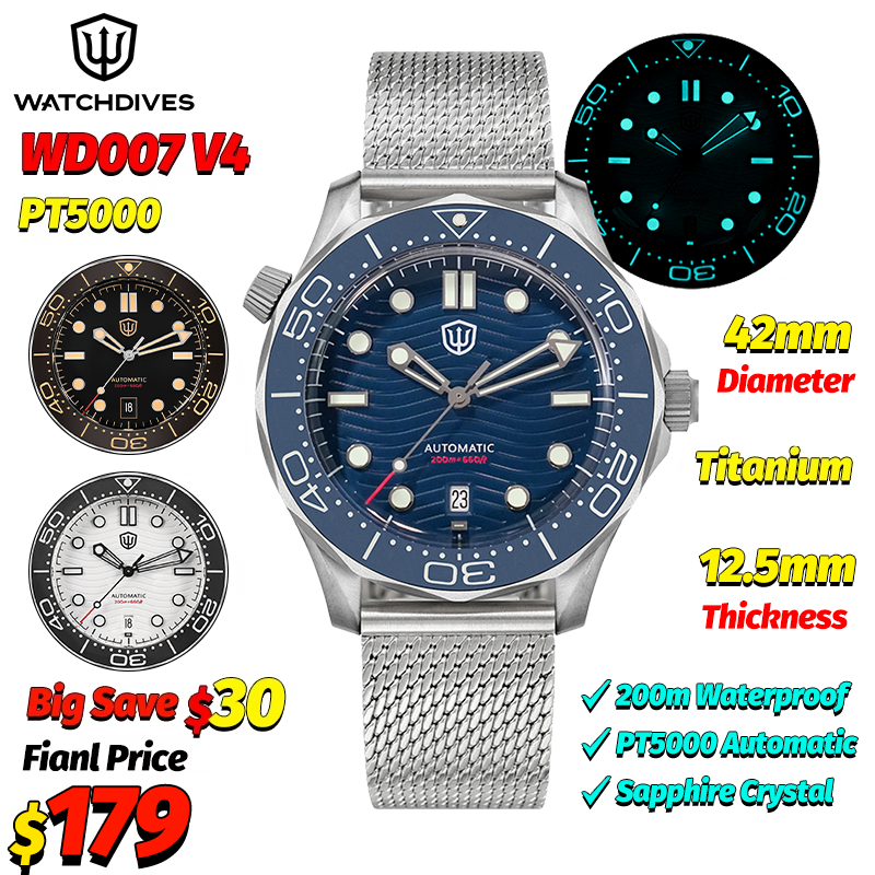 Luxury Watch Straps - Watchdives WD007 V4 Automatic Dive Watch