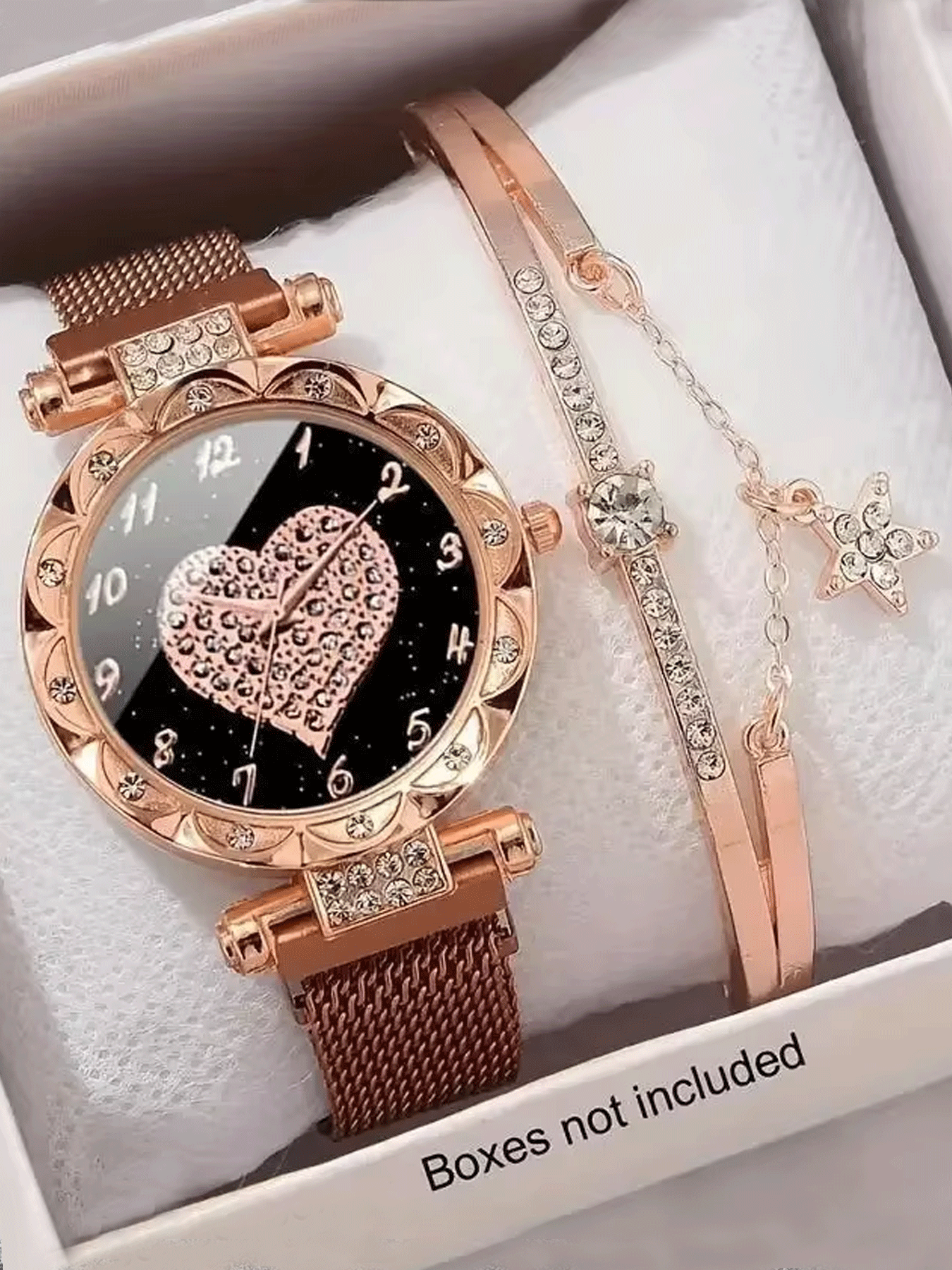 Luxury Watch Gift For Her - 2pcs/set Women's Luxury Rhinestone Star Quartz