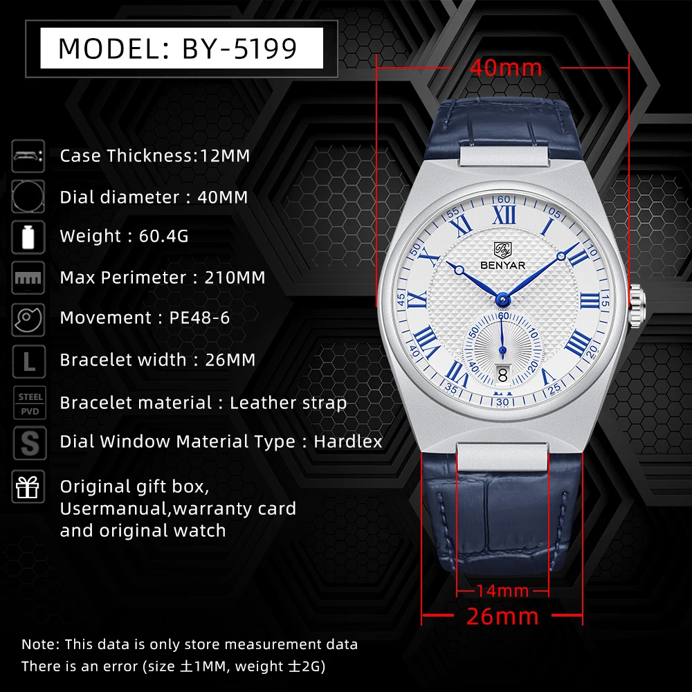 BENYAR Business Men Roman nume - Luxury Watch Store recensie en prijs
