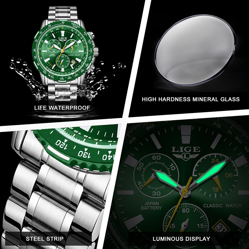 LIGE New Green Big Dial Watch  - Luxury Watch Magazine recensie en prijs